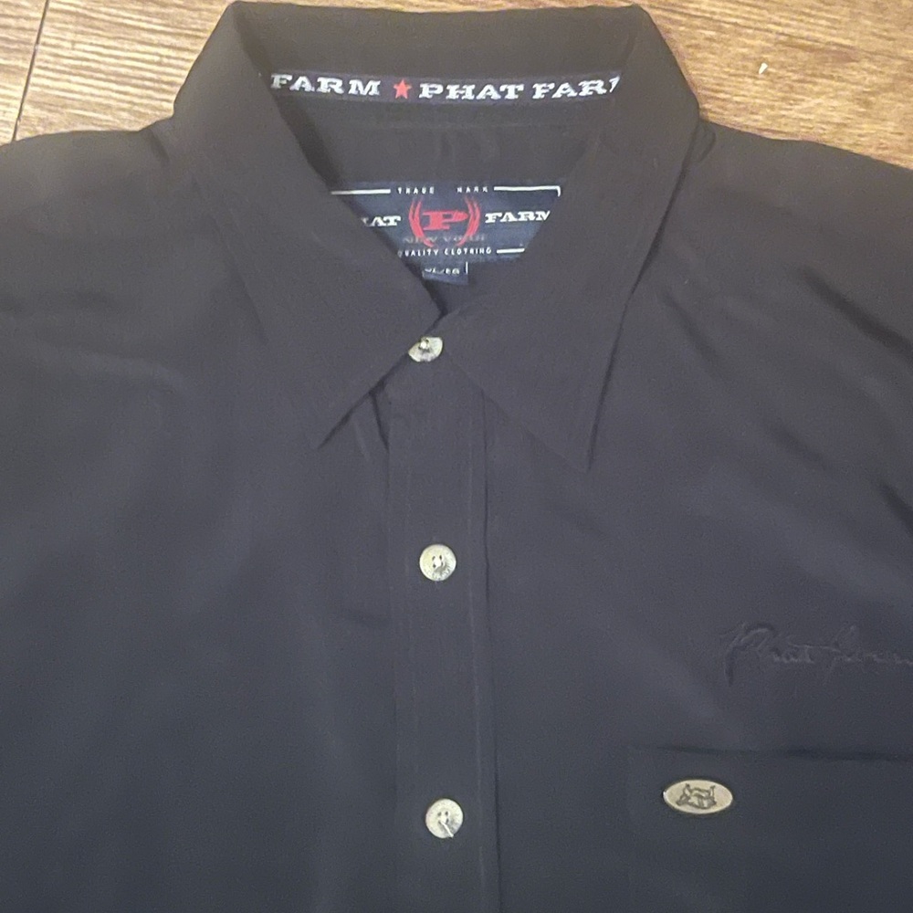 Vintage Y2K Phat Farm Black Short Sleeve Button-Up Shirt